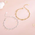 Fashion Jewelry 925 Silver Bracelet Women 925 Sterling Silver Gold Plated Double Chain Small Bead Bracelet Jewelry