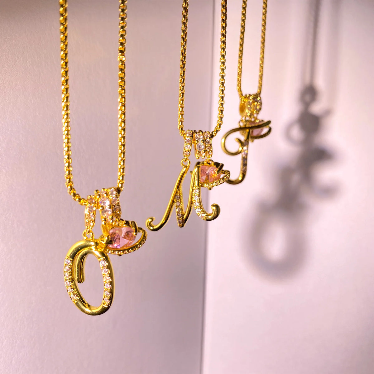 Romantic Initials A-Z Inlaid Zirconia Love Heart Pendant Necklace Brass Plated 18k Gold Color Retention Waterproof Jewelry MegaBDM