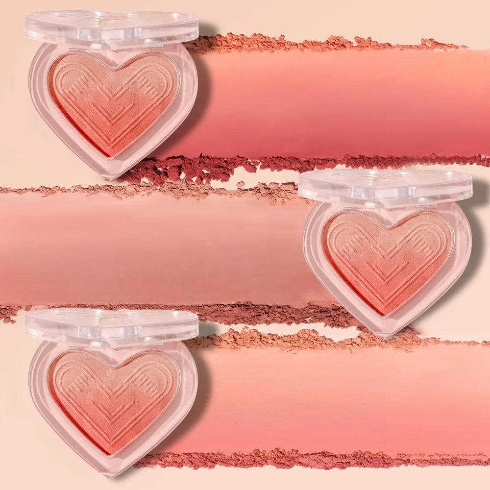 Face Cosmetic Pink Make up Powder Blush Vegan Cruelty Free Oem Blusher High Quality Heart Shaped Gradient Blush Palette