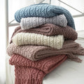 Nordic Wind Solid Color Knitted Blanket Floral Jacquard Woven for Outdoor Use Factory Direct Wholesale