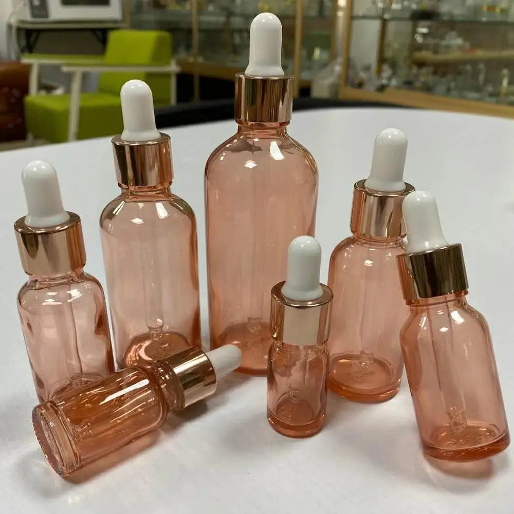 In Stock 5ml 10ml 15ml 20ml 30ml 50ml 100ml Glass Rose Gold Dropper Bottle for Essential Oil/cosmetics
