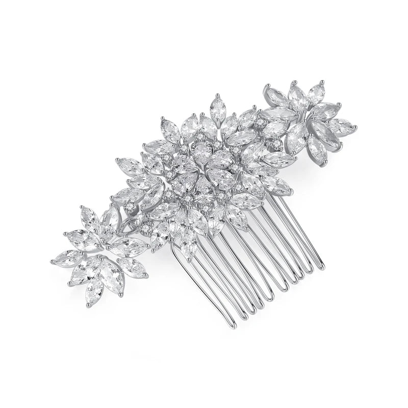 LUOTEEMI Classic Antique Style Jewelry Design Fancy Flower a AA Cubic Zircon Hair Pins for Woman Bridal Comb