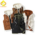 Custom Hood Thick Puff Cotton Filling Polyester Fabric Drawstring Streetwear Color Match Sleeveless Padded Puffer Vest Jacket