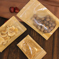 Customized Biodegradable Brown Kraft Paper Stand Pouch for Dry Food Packaging Translucent Window Gravure Printing Chewing Gum