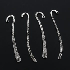 10pcs Vintage DIY Bookmark Charms Flower Antique Silver Plated Zinc Alloy Charms Pendant for Bookmarks Metal Jewelry Accessories
