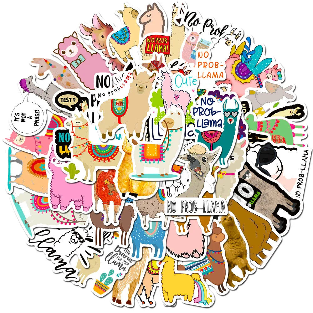 50pcs New Arrival Kawaii Cute Alpaca Deco Sticker for Kids Notebook Journal Guitar Bike