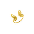 Fashion 18K Gold Plated Stainless Steel Jewelry Hollow Butterfly Open Adjustable Finger Rings for Women YF2481