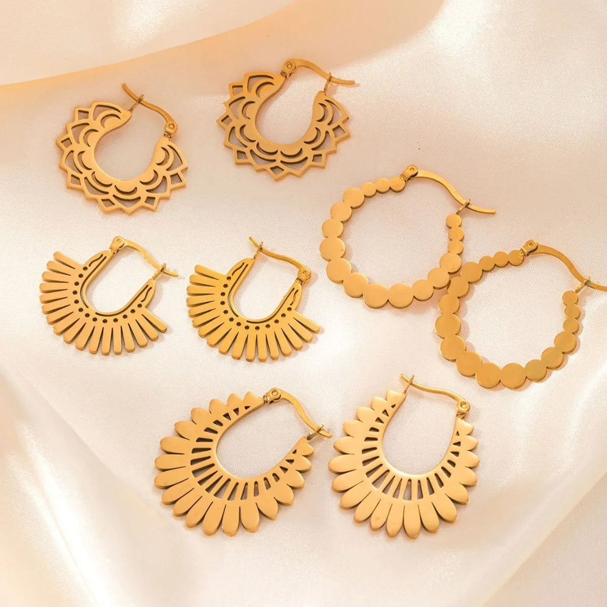 Tarnish Free Stainless Steel Gold Simple Exaggerated Geometric Big Hoop Earring