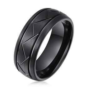 In Stock Fashion Jewelry Scratch Bevel Cut Mens Tungsten Wedding Rings Engagement Band Anniversary Gifts Rings