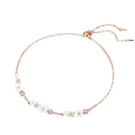 925 Sterling Silver Pearl Flower Bracelet for Women Spring Floral Korean INS Style for Party or Wedding