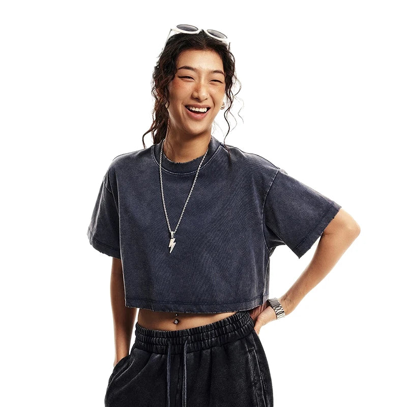 Summer Hot Girl Short T-shirt Raglan T-shirt Women's Short-sleeved Brand Retro Star Sports T-shirt