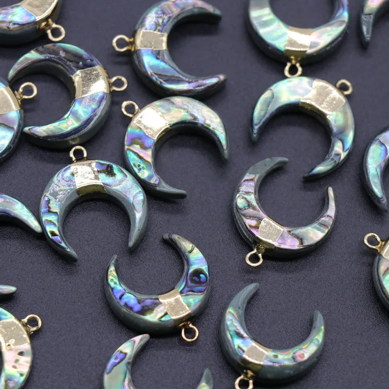 Huiying New Amazing Abalone Shell Jewelry Pendant Real Healing Plated Moon Abalone Shell Pendant Necklace Jewelry