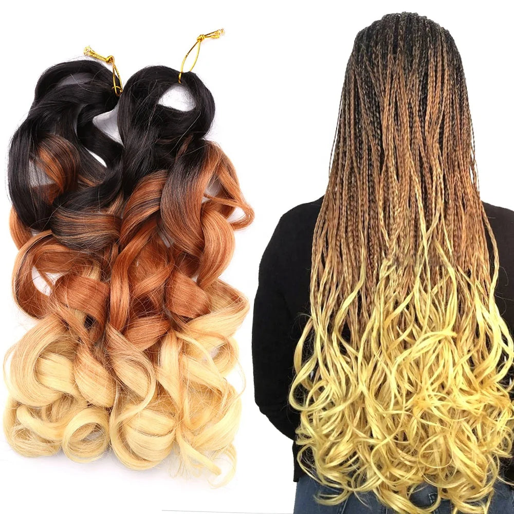 Spiral Curl Hair Braid Wholesale Ombre Crochet Braids Attachment 150g Synthetic French Curls Hair Extension Wavy Braiding Hair
