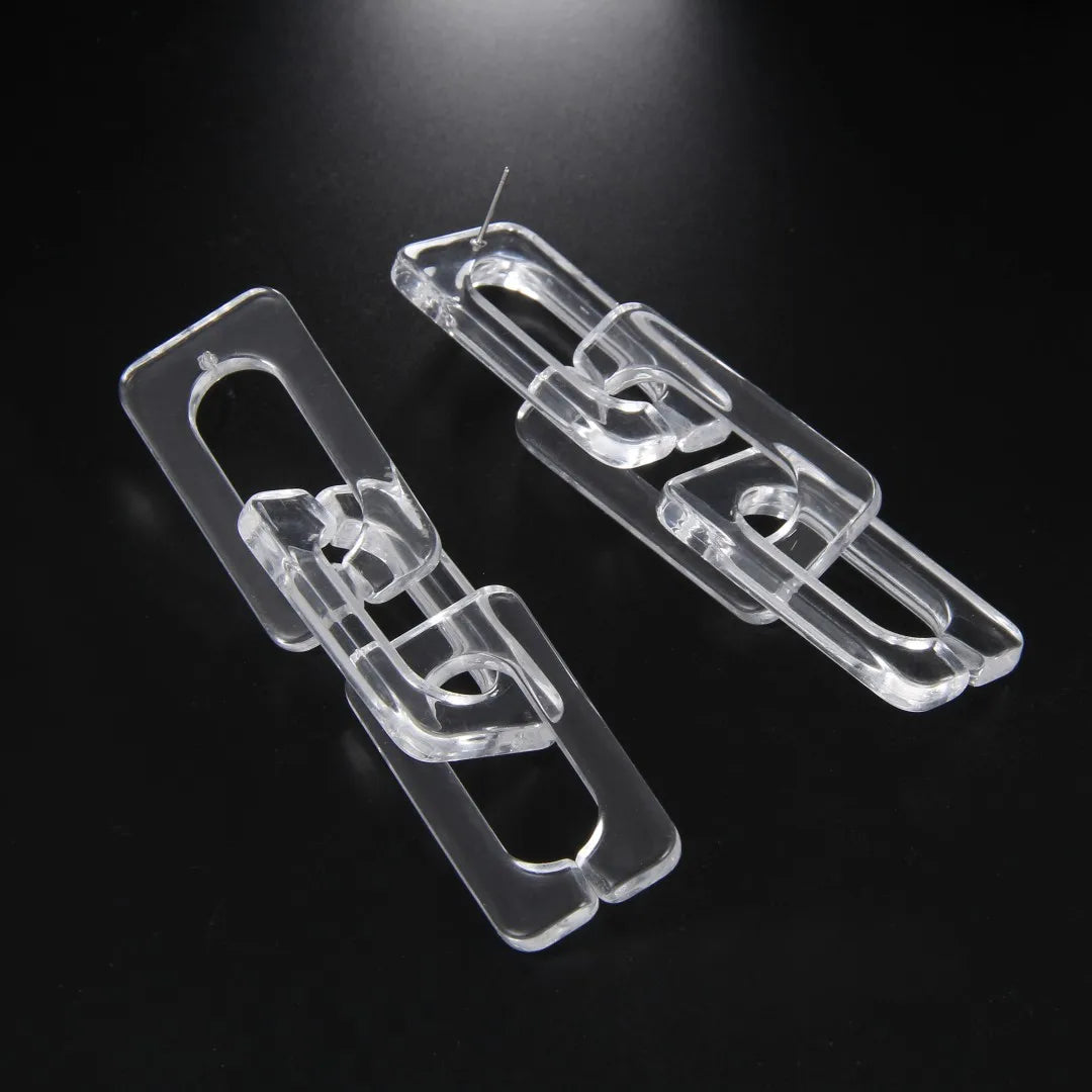 2024 Hip Hop Trend Men Accessories Simple clear Chain Resin Long Earrings for Women