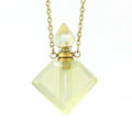 HZ Fashion square Shape Natural Citrine Gemstone Perfume Bottle Pendant Purple Healing Crystal Pendant Jewelry