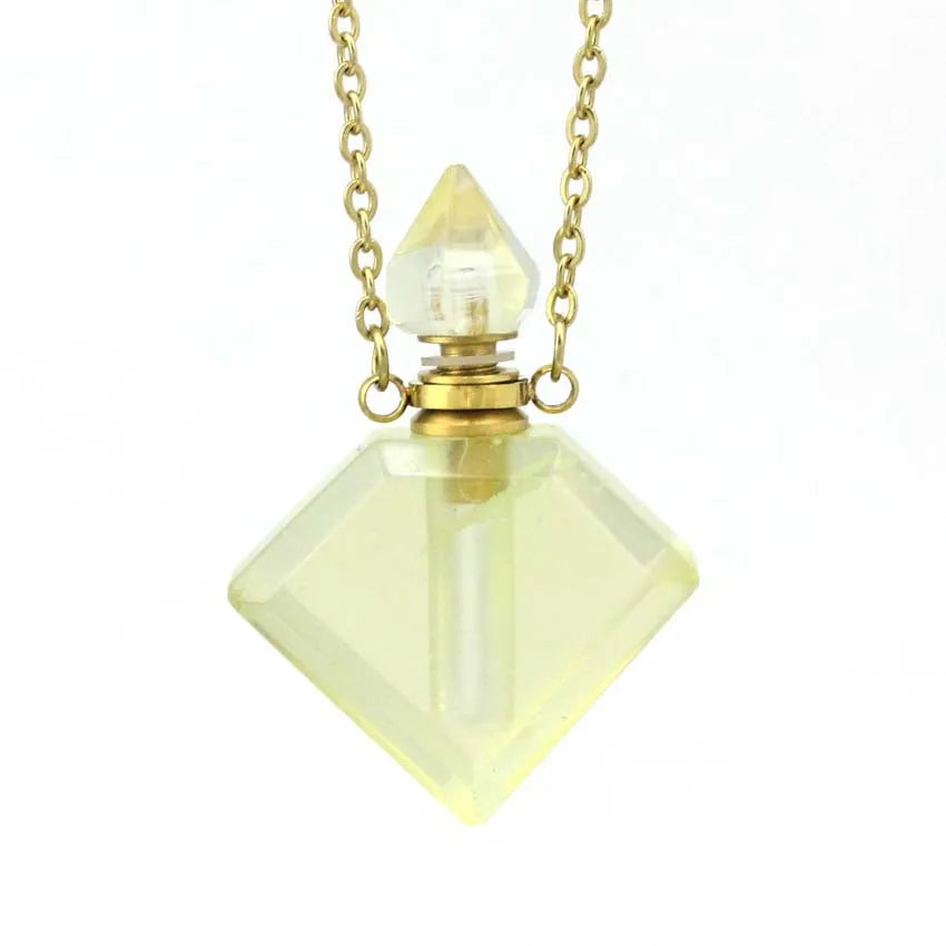 HZ Fashion square Shape Natural Citrine Gemstone Perfume Bottle Pendant Purple Healing Crystal Pendant Jewelry