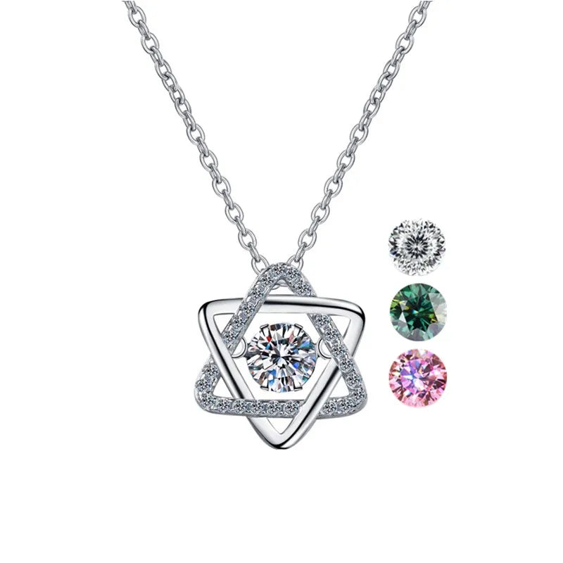Real D Color 925 Sterling Silver Fashion Pendant 0.5ct Moissanite Diamond Necklace with Certificate for Women