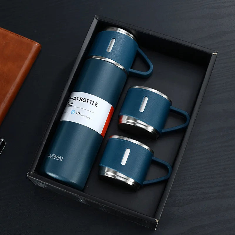 Hot Sale Gift Box Set Water Bottle Thermos with 2 Cups Stainless Steel Thermos Bottle Vacuum Flask Set for Business Holiday Gift