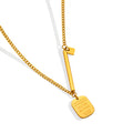 Stainless Steel Small Square Brand Simple Personality Can Be Engraved Pendant Necklace