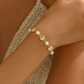 2025 New Arrival INS Design Luxury Beaded Bracelet for Women Ocean Style Scallop Imitation Pearl Bracelet Bezel Setting Trendy