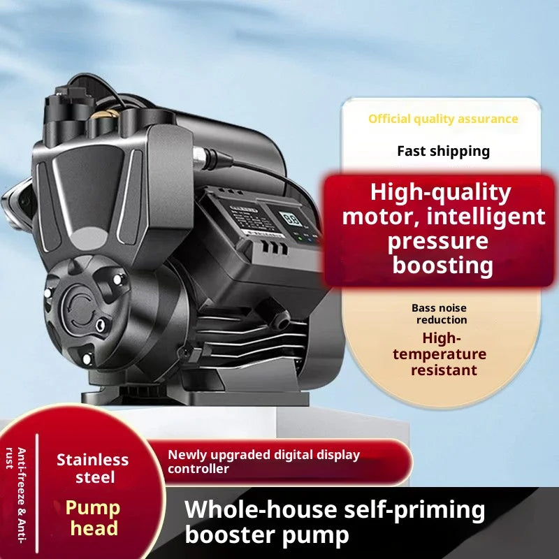 Household Fully Automatic Cast Iron Booster Pressure Pump Touch Screen Control  Self-Priming for High-Rise Water Heater
