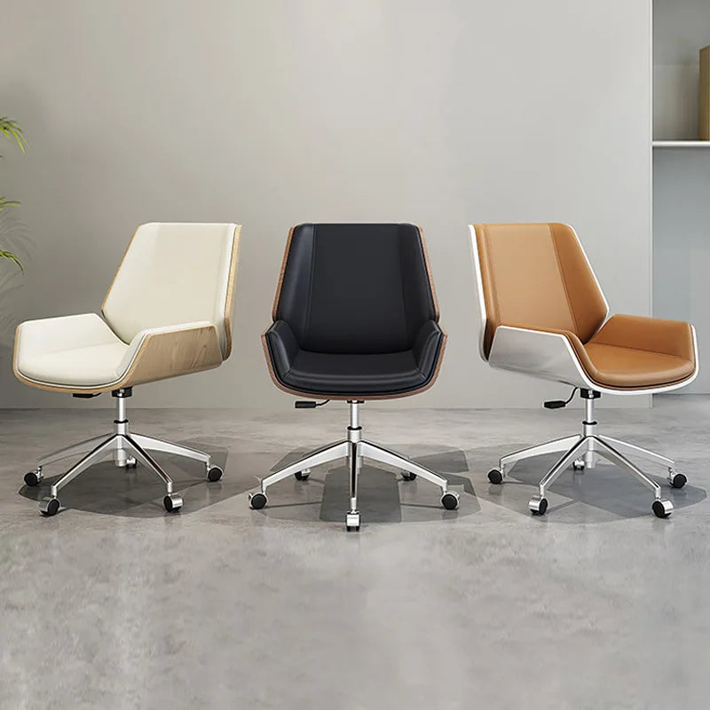 Modern Executive Office Chair with Swivel Wheels Adjustable Height PU Leather-Best Seller for Conference and Guest Use