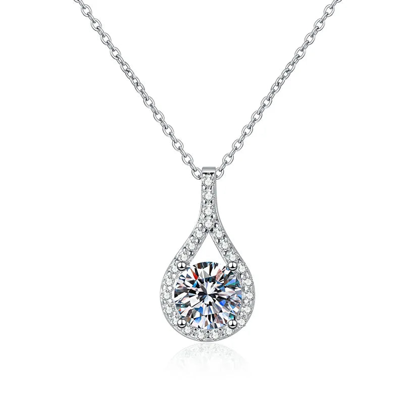 Wholesale Minimalist Tears of Angels Grade D 1ct Moissanite Pendant Necklaces 925 Sterling Silver Certified Moissanite Jewelry