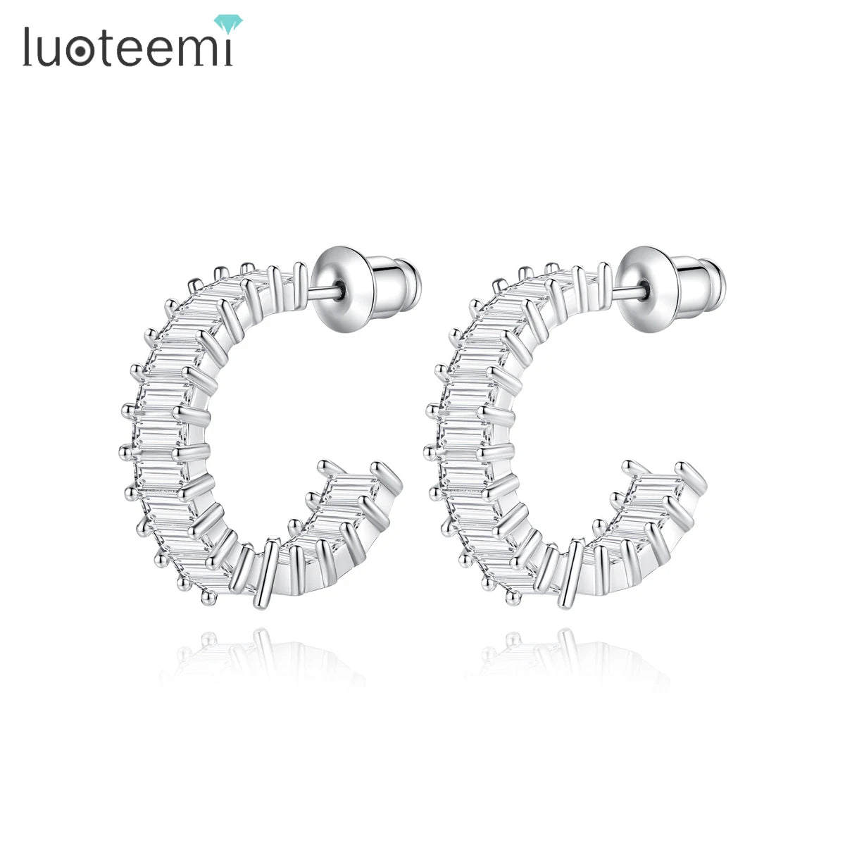LUOTEEMI Elegant Hot Sale Earing Fashion Trendy Jewelry New Large Wholesale Zircon Cuff Hoop Boho Earrings