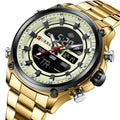 CURREN 8404 Digital Watch for Men Luxury Dual Display Man Wristwatches Waterproof Luminous Stainless Steel Quartz Watches Mens
