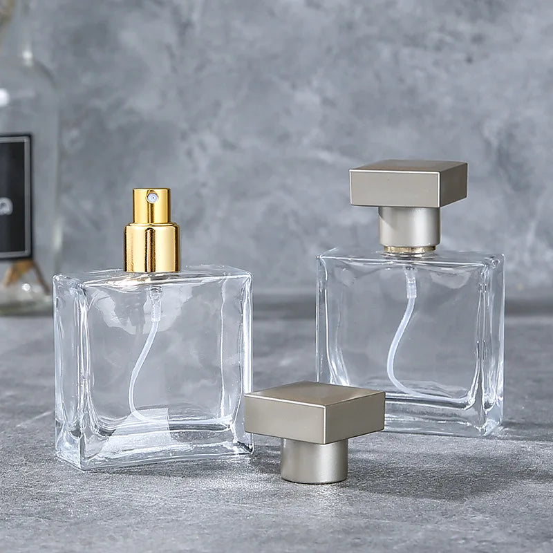 Women Luxury Custom Wholesale Empty Square 30Ml 50 Ml 10Ml 100Ml Empty Perfume Glass Spray Bottles for Sale With Pump