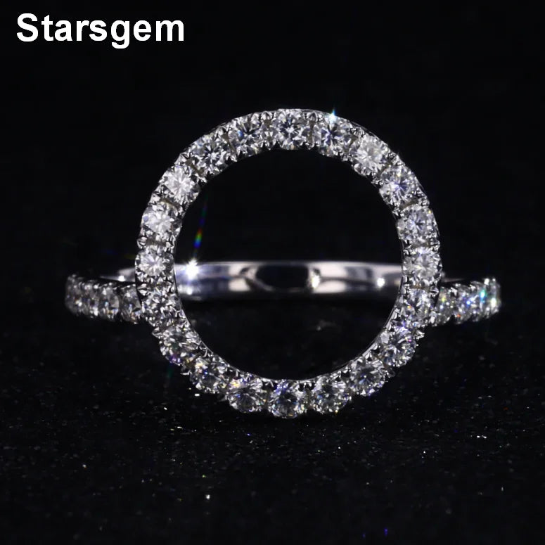 Starsgem Fine Jewelry Anillos Pure Solid Gold Synthetic Lab Created Diamond Rings