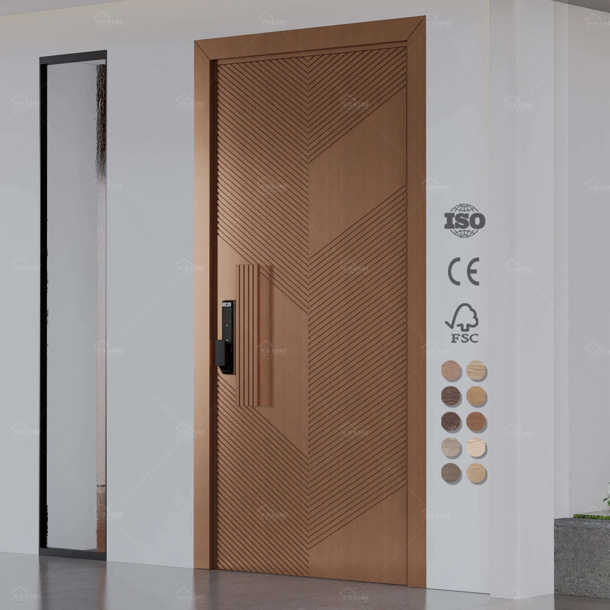 China Top Factory High Grade Residential Pivot Door for House Heavy Duty Unbreakable Composite Brown Exterior Door