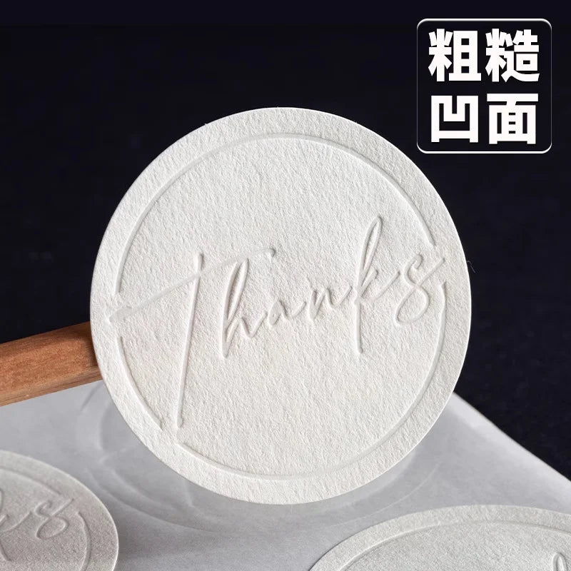 Embossed Self-adhesive Label Colorless Embossed Stickers Hot Stamping Thank You Sealing Sticker Spot Direct Delivery