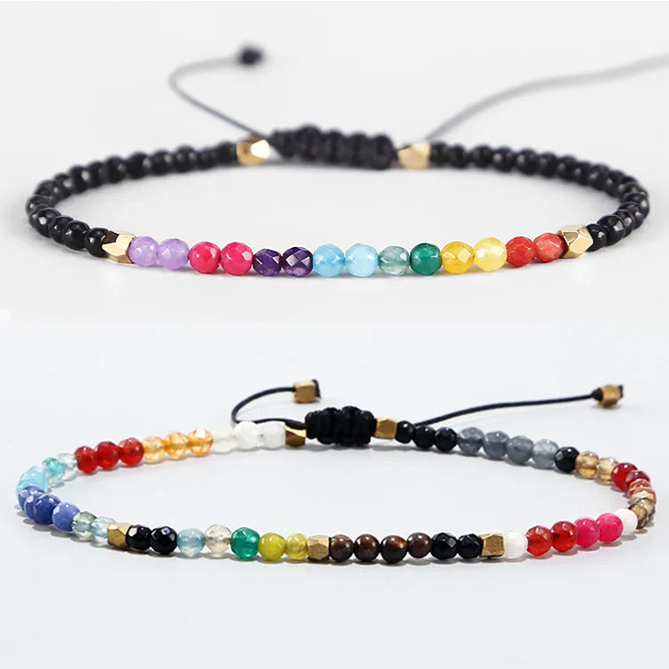 2023 New 12 Animal Lucky Stone 3MM Seven Bracelet Couple String Woven Handmade Beaded Bracelet