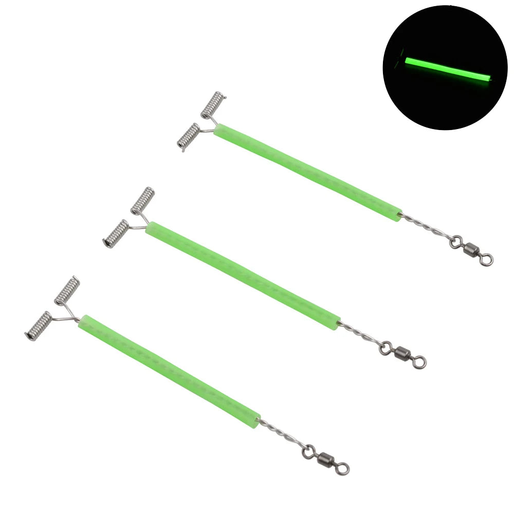 20Pcs T-Shape 3 Way Rolling Fishing Swivel Cross Line Steel Wire Leader Arm Fluorescent Balance Connector Saltwater Rig Tackle