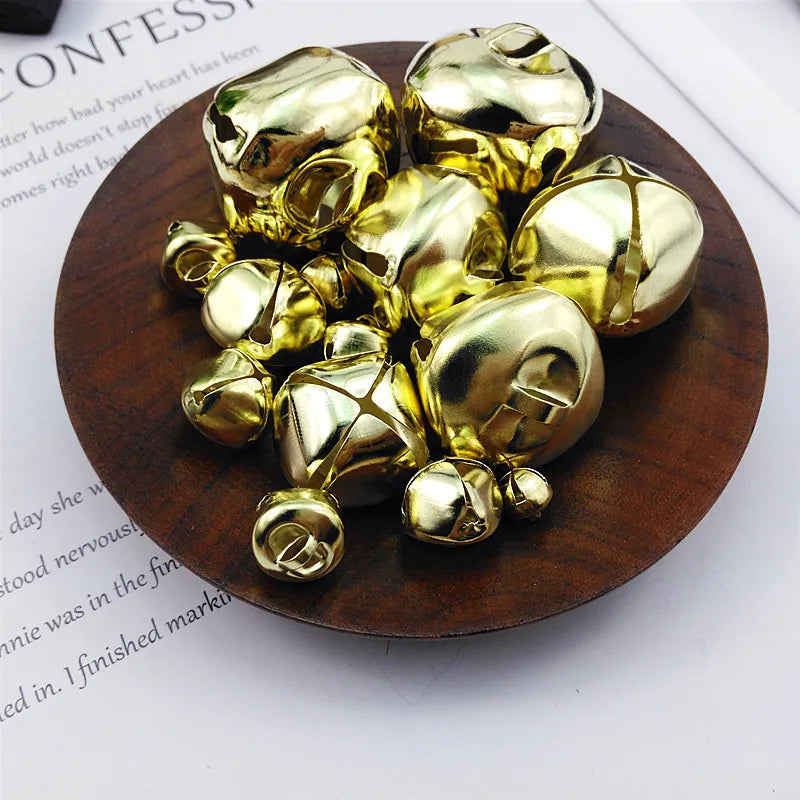 6mm-48mm Gold Silver Colorful Christmas Tree Hanging Ornaments Metal Jingle Bells for Christmas Holiday Gifts Crafts Decoration