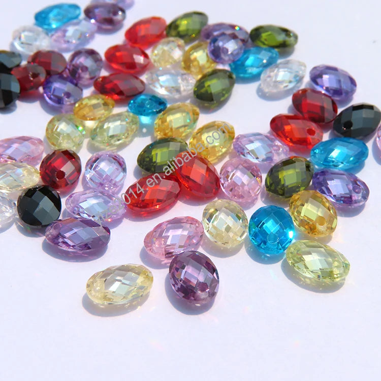 Oval Checkerboard Cut Cubic Zirconia for Jewelry Making Oval Briolette Cut Multicolored Loose Gemstone Buy Bulk