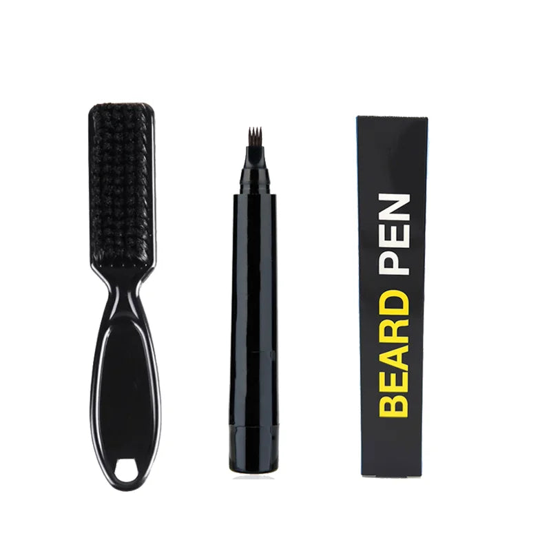 Custom logo Beard Filler Pen Kit Black Brush Brown Beard Filling Pen