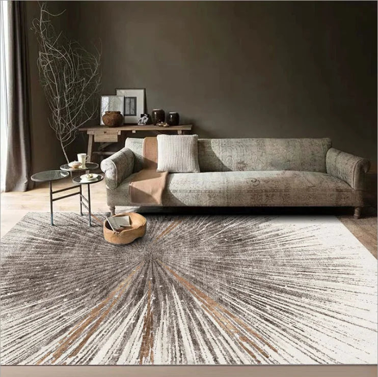 DaiRui Turkey Machine Made Luxury Grey and Golden Printed Living Room Home Decorative Rugs Carpet