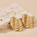 Non Tarnish Gold Plated Geometric Hook Drop Earrings Stainless Steel Square Oval Pendant Earrings