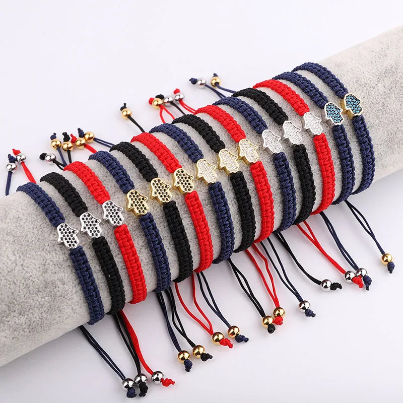 Handmade Jewelry Cute Design CZ Pave Hand Cord Woven Friendship Macrame Bracelet Women Men
