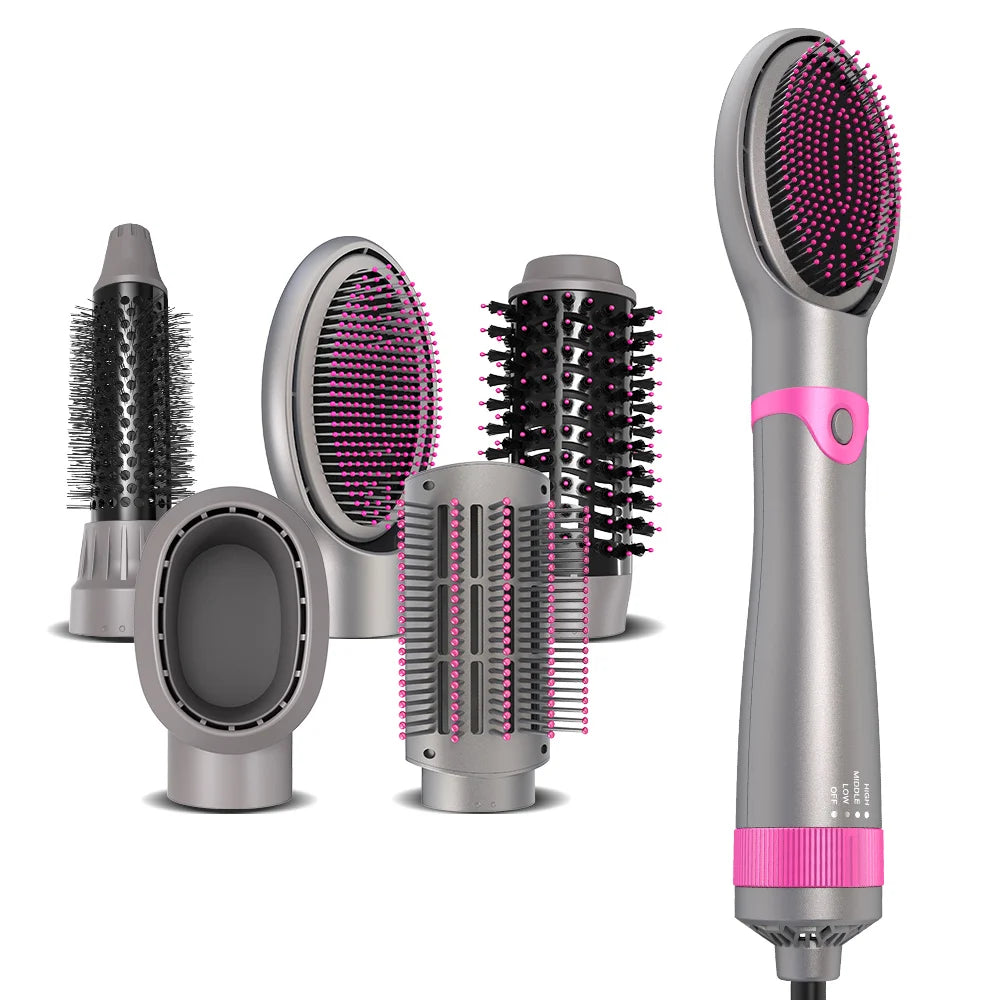 Professional Portable Electric Hair Straightener with Hot Air Brush 5 in 1 New Design PTC Heater