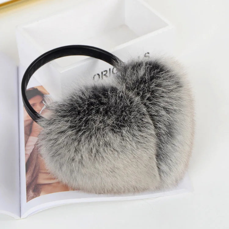 MWFur Street Fashion Unisex Rex Rabbit Fur Ear Cover for Girls Women Fashion Rex Rabbit Fur Earmuffs Warmer Winter Warm Earmuffs
