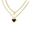 Double Layers Stainless Steel Hollow Heart Mosaic Heart Pendant  Clavicle Necklace for Valentine's Day