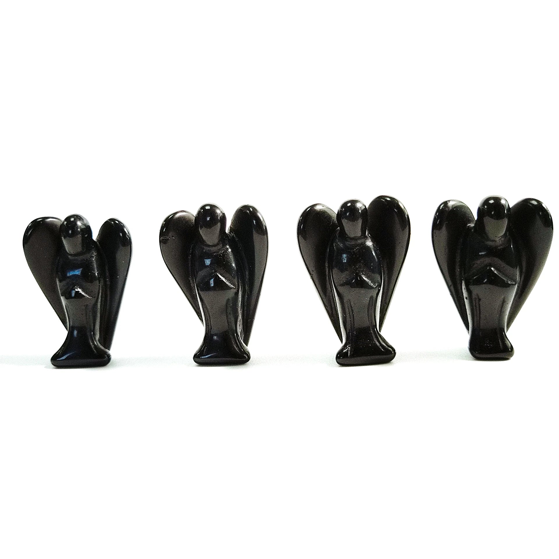 Huiying Wholesale Natural Healing Gemstone 1.5 Inch Black Obsidian Carved Crystal Angel for Home Decoration Crafts