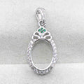 Semi Mount 9*12mm Sterling Silver Pendant Empty Frame Blank Support Setting S925 Base Holder Without Center Stone for DIY Inlay