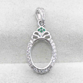 Semi Mount 9*12mm Sterling Silver Pendant Empty Frame Blank Support Setting S925 Base Holder Without Center Stone for DIY Inlay