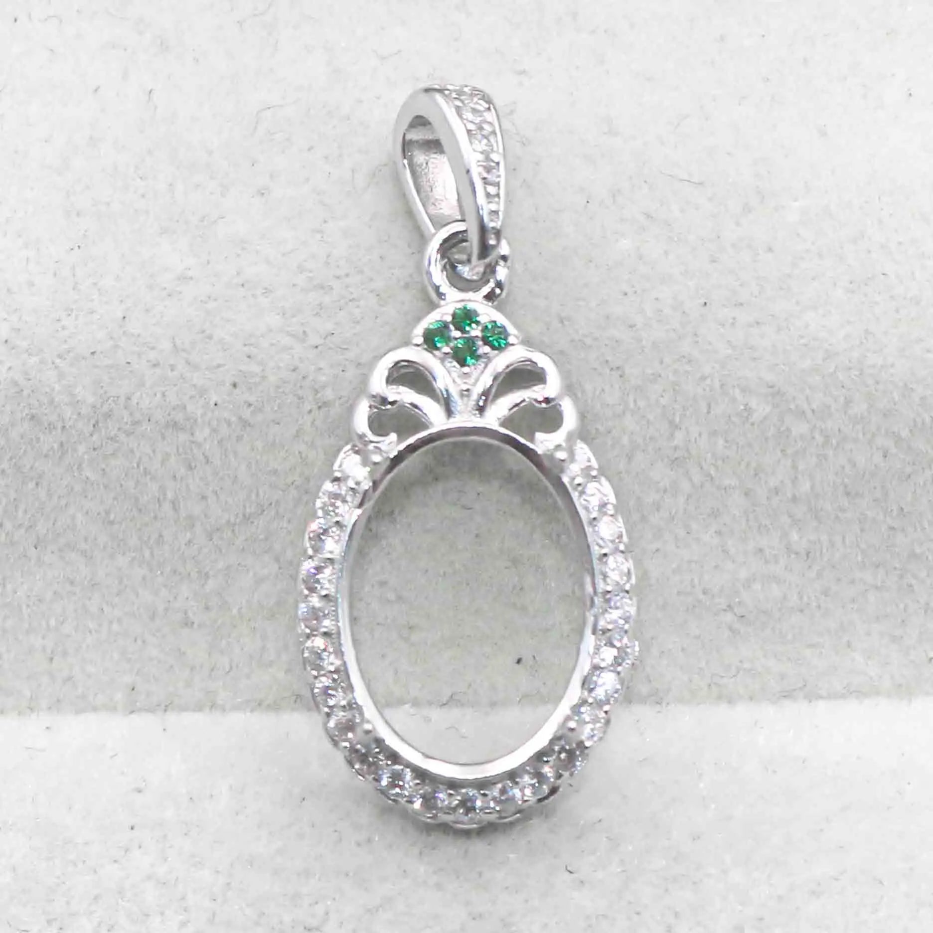 Semi Mount 9*12mm Sterling Silver Pendant Empty Frame Blank Support Setting S925 Base Holder Without Center Stone for DIY Inlay