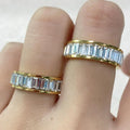 Fashion Shiny Cubic Zirconia Pave Rings Stainless Steel PVD Gold Tennis Chain Ring Non Tarnish Cz Clear Stone Ring