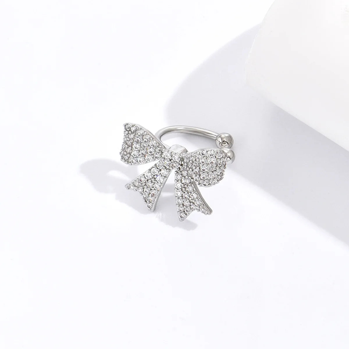 Gaby Trendy Body Jewelry Non-Piercing Silver Gold-Plated Ear Cuff Bow Snake Butterfly C-Shaped Double Ring Ear Clip Zircon